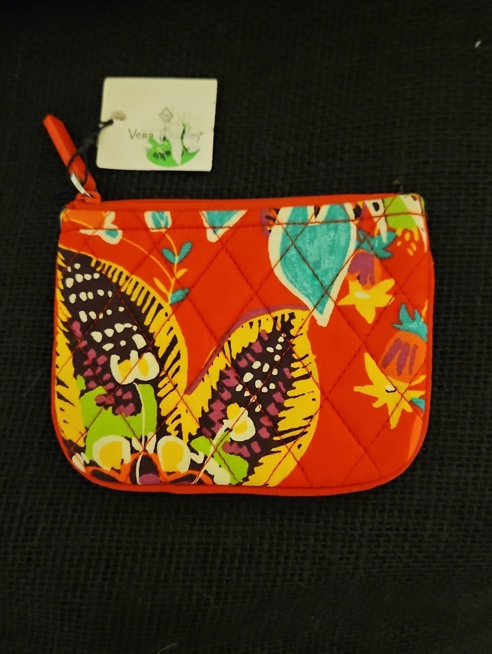Vera Bradley NWT Orange Quilted Floral Zip Pouch